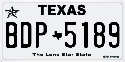 TX license plate BDP5189