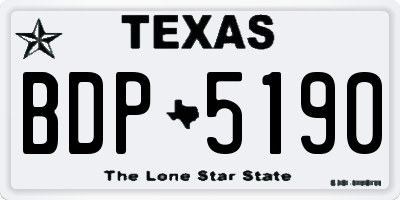 TX license plate BDP5190