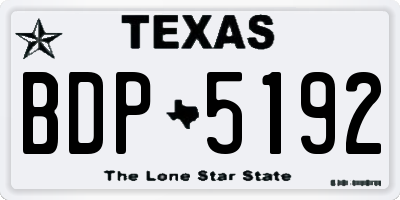 TX license plate BDP5192