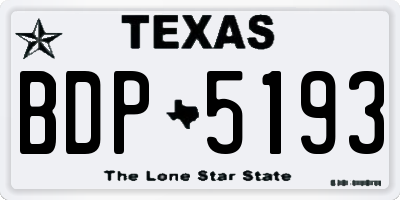 TX license plate BDP5193