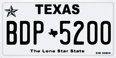 TX license plate BDP5200