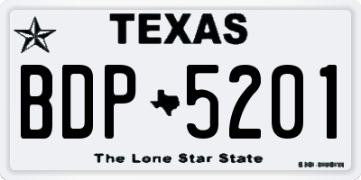 TX license plate BDP5201