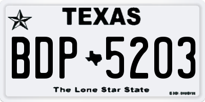 TX license plate BDP5203
