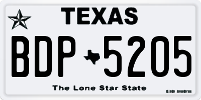 TX license plate BDP5205