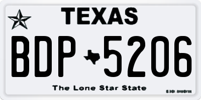 TX license plate BDP5206