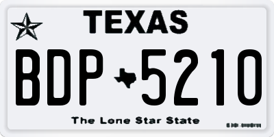 TX license plate BDP5210