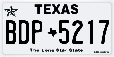 TX license plate BDP5217