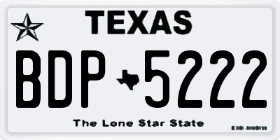 TX license plate BDP5222