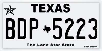 TX license plate BDP5223