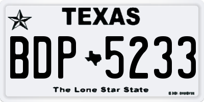 TX license plate BDP5233