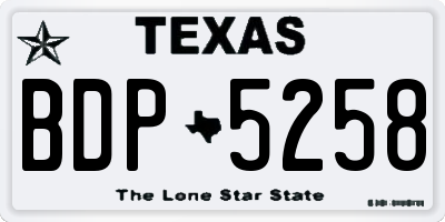 TX license plate BDP5258