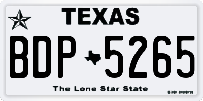 TX license plate BDP5265