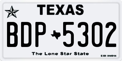TX license plate BDP5302