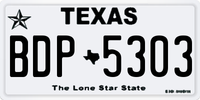 TX license plate BDP5303