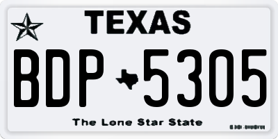 TX license plate BDP5305