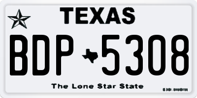 TX license plate BDP5308