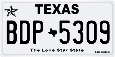 TX license plate BDP5309