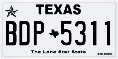 TX license plate BDP5311