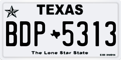 TX license plate BDP5313