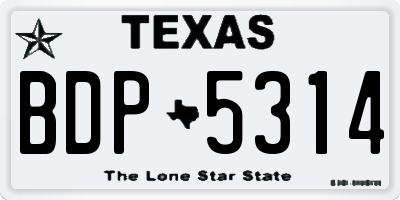 TX license plate BDP5314
