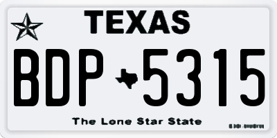 TX license plate BDP5315