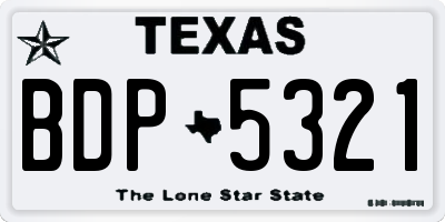 TX license plate BDP5321