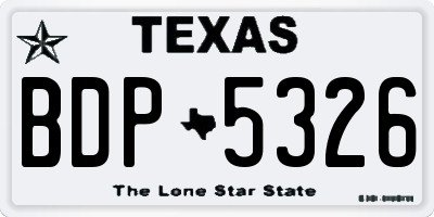 TX license plate BDP5326