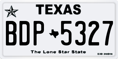 TX license plate BDP5327
