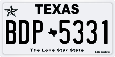 TX license plate BDP5331