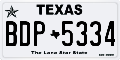TX license plate BDP5334