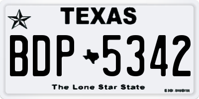 TX license plate BDP5342