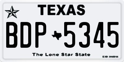 TX license plate BDP5345