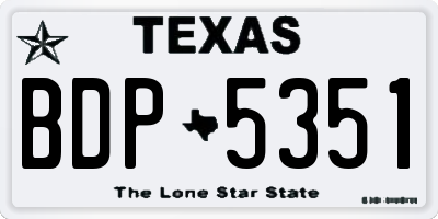 TX license plate BDP5351
