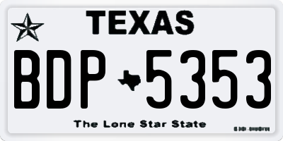 TX license plate BDP5353