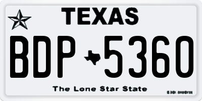 TX license plate BDP5360