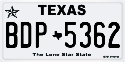 TX license plate BDP5362