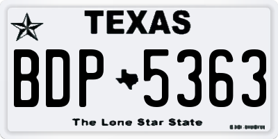 TX license plate BDP5363