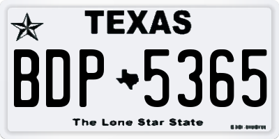 TX license plate BDP5365