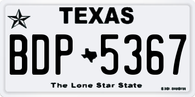 TX license plate BDP5367