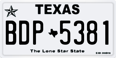 TX license plate BDP5381