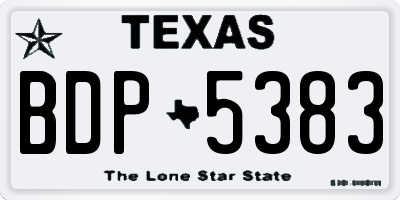 TX license plate BDP5383