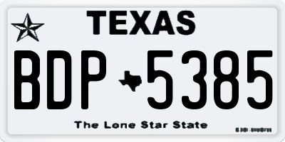 TX license plate BDP5385