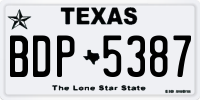 TX license plate BDP5387