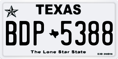 TX license plate BDP5388