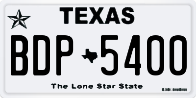 TX license plate BDP5400