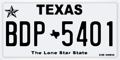 TX license plate BDP5401