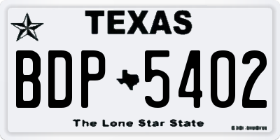 TX license plate BDP5402