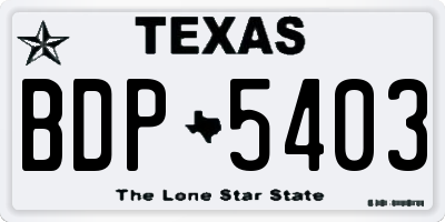 TX license plate BDP5403