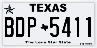 TX license plate BDP5411