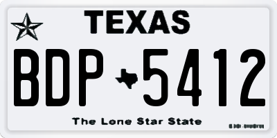 TX license plate BDP5412